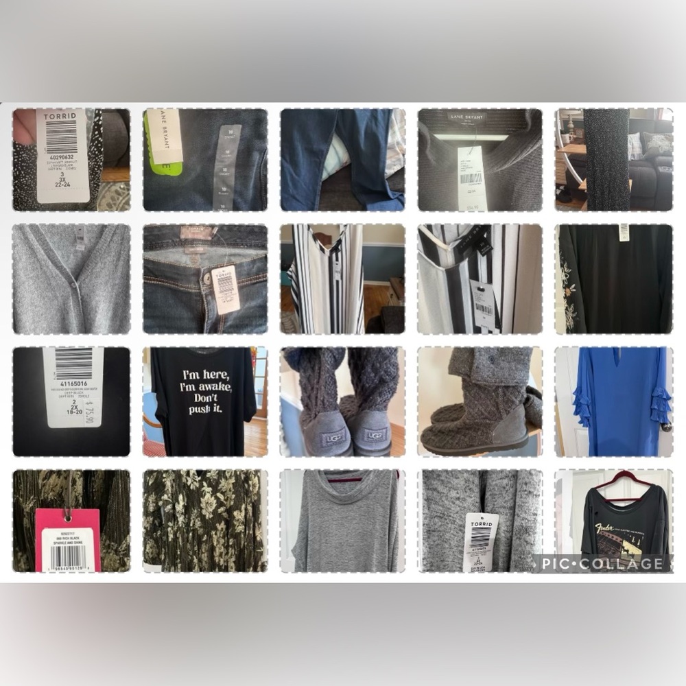 Women’s plus size clothing sizes in picture , jeans nwt $ 45 tops $30